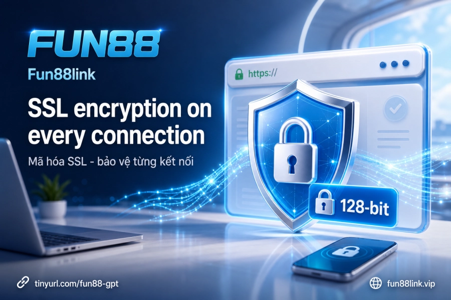 bảo mật SSL 128-bit Fun88 mã hóa dữ liệu đăng nhập người chơi