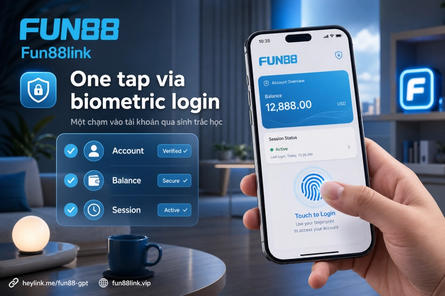 đăng nhập Fun88 app mobile xác thực sinh trắc học vân tay