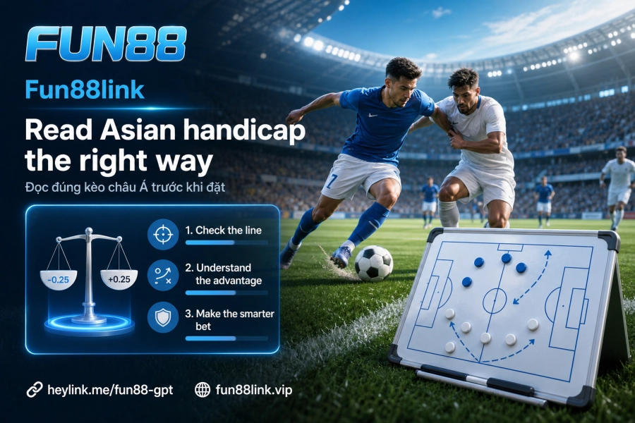 kèo châu Á Fun88 mức chấp 0.25 0.5 0.75 cách đọc kèo